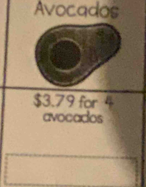 Avocados
$3.79 for 4
avocados