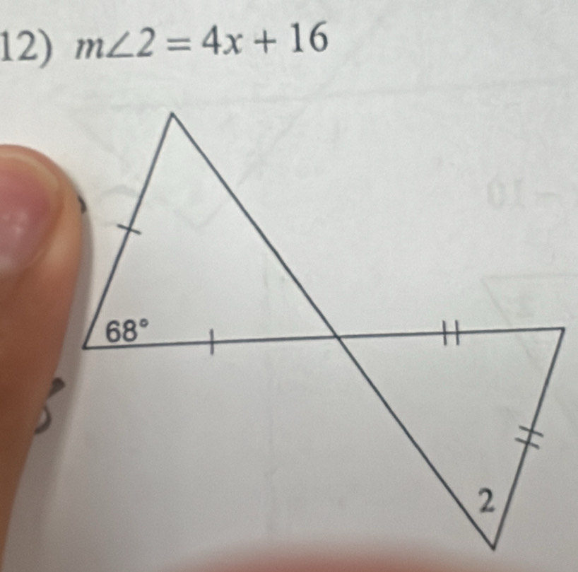 m∠ 2=4x+16