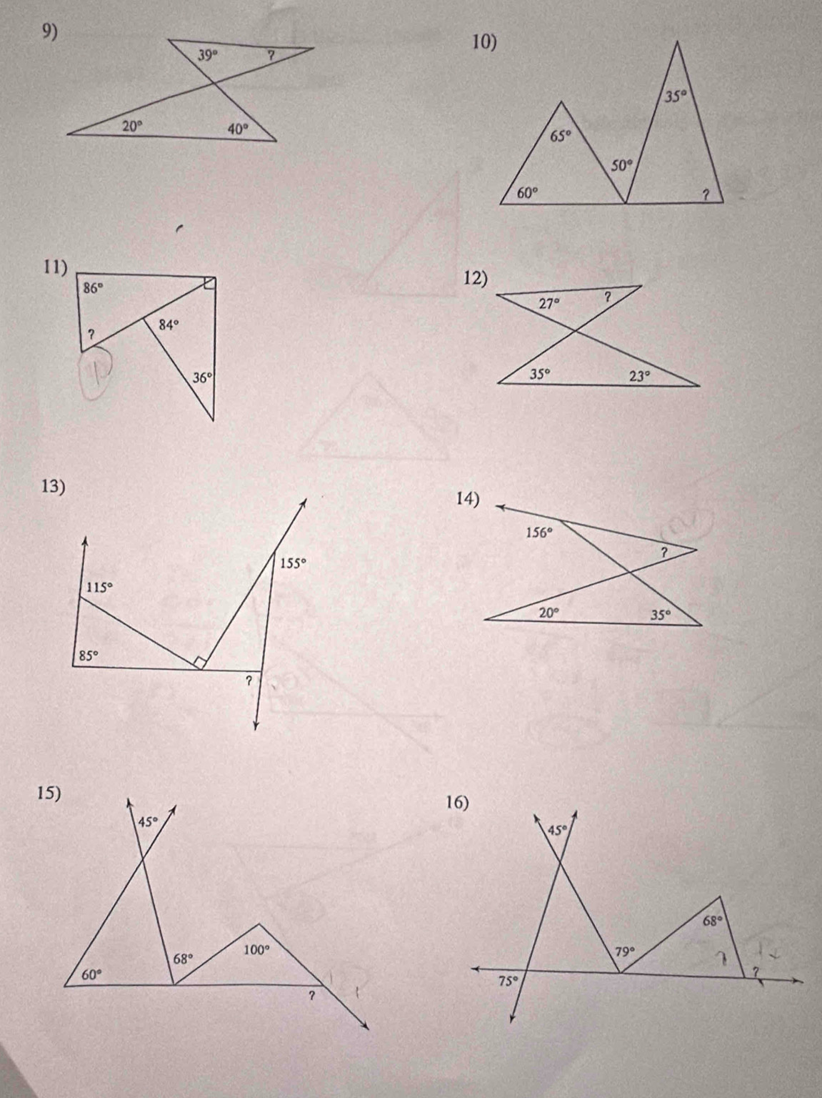 86°
12)
？
84°
36°