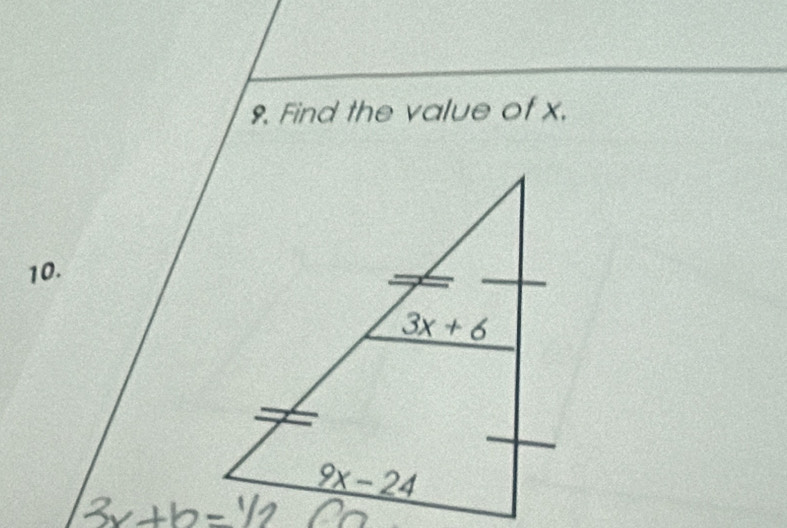 Find the value of x.
10.