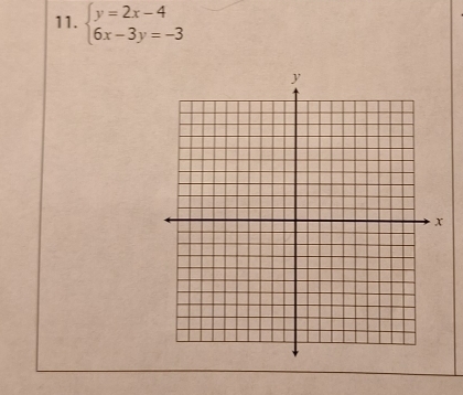 beginarrayl y=2x-4 6x-3y=-3endarray.