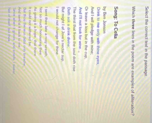 Solved: Select the correct text in the passage. Which three lines in ...