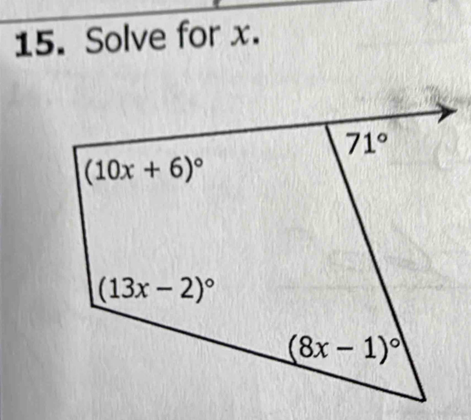 Solve for x.