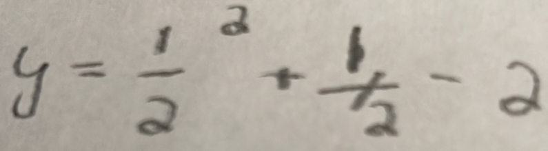 y=frac 12^2+ 1/2 -2