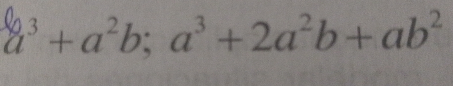 a³+a²b; a³+2a²b+ab²