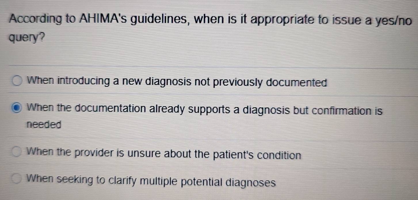 Solved: According to AHIMA's guidelines, when is it appropriate to ...