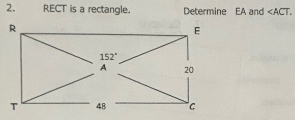 RECT is a rectangle. Determine EA and