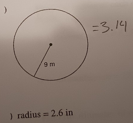 ) 
 radius =2.6 in