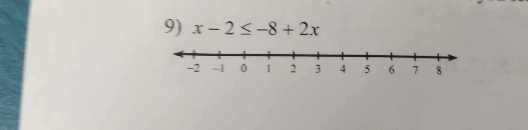 x-2≤ -8+2x