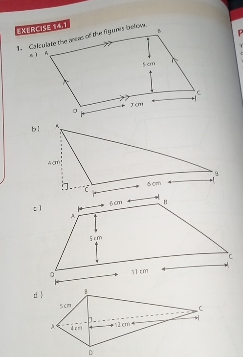 P

a 

b A
4 cm
B
6 cm
d )