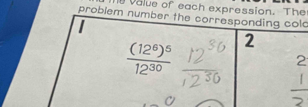 Value of each expression. The
problemd