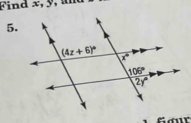 Find x, y, am
5.
faur