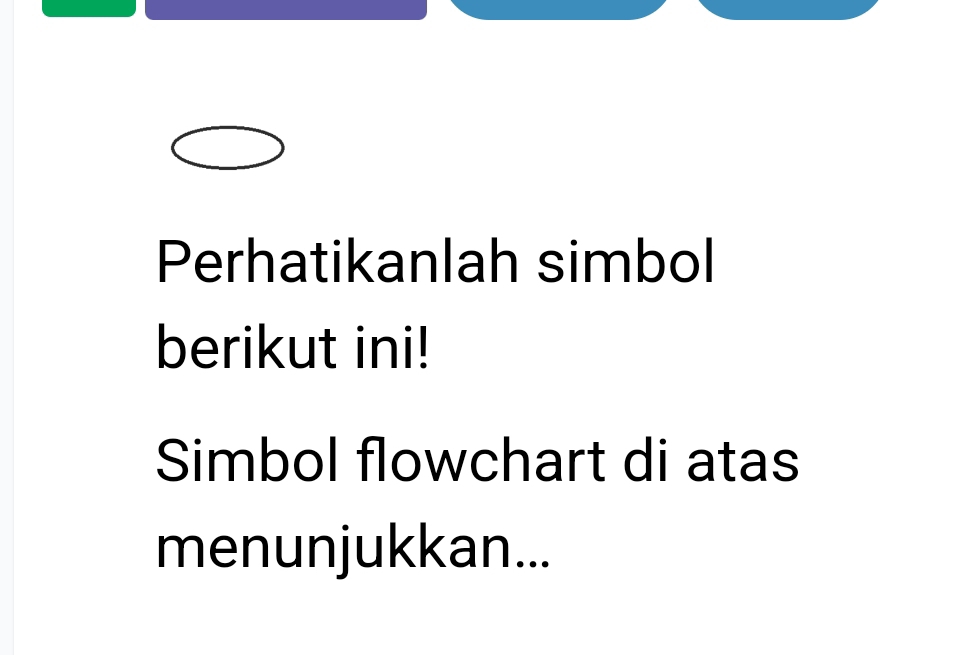 Perhatikanlah simbol 
berikut ini! 
Simbol flowchart di atas 
menunjukkan...