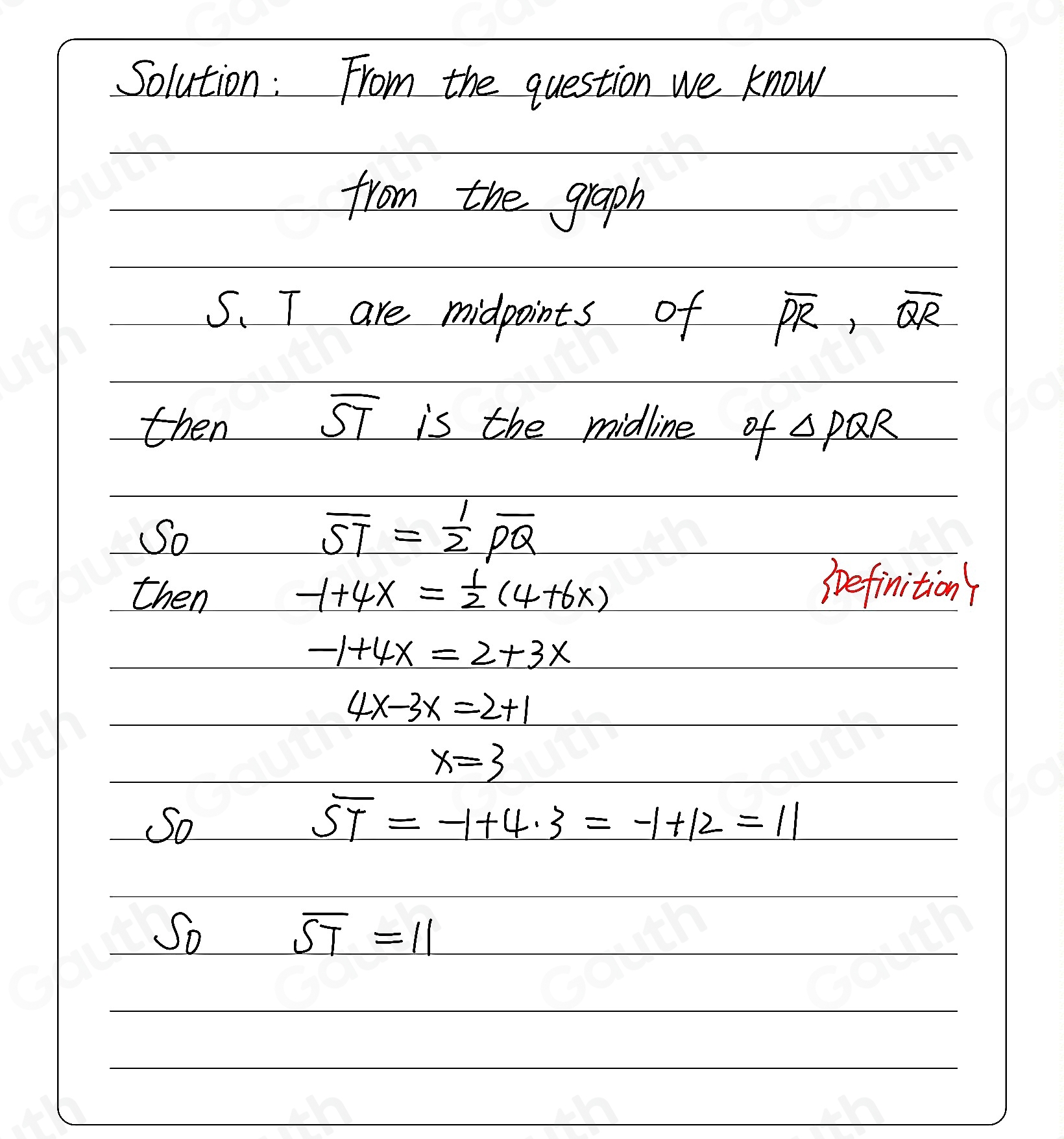 Solved: In the diagram below of triangle PQR, S is the midpoint of ...