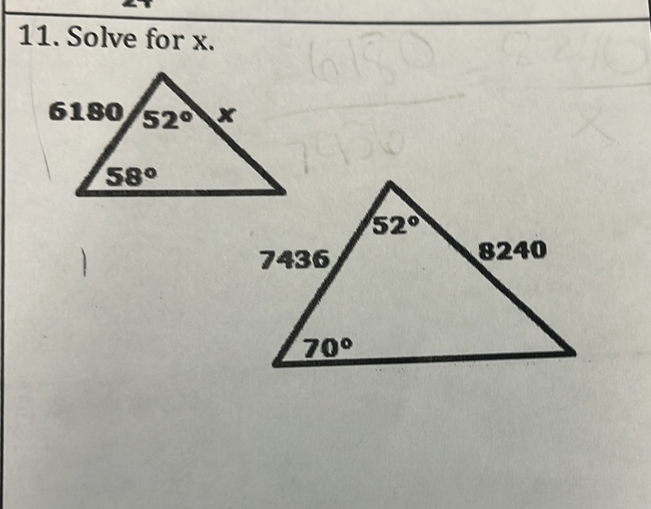 Solve for x.