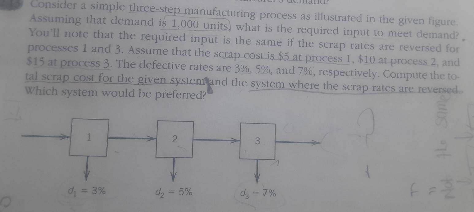 Solved: Consider a simple three-step manufacturing process as ...