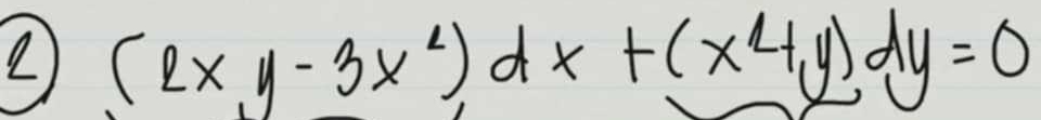 2 (2xy-3x^2)dx+(x^4y)dy=0