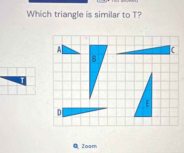 Which triangle is similar to T?
A
B
E
D
Zoom