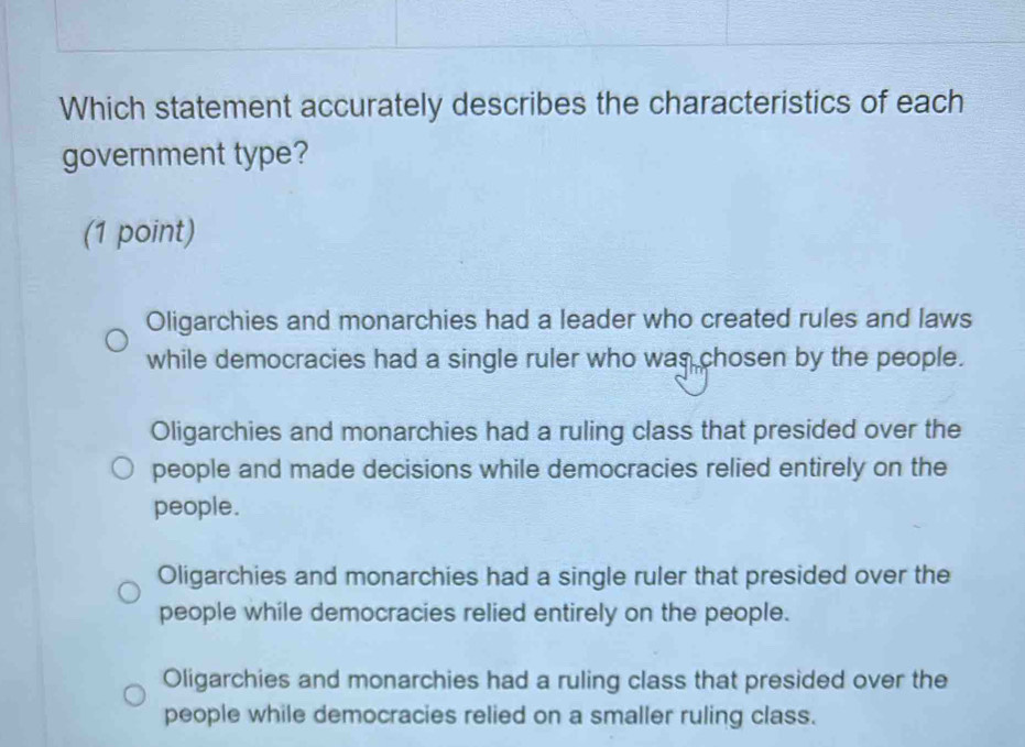 Solved: Which statement accurately describes the characteristics of ...