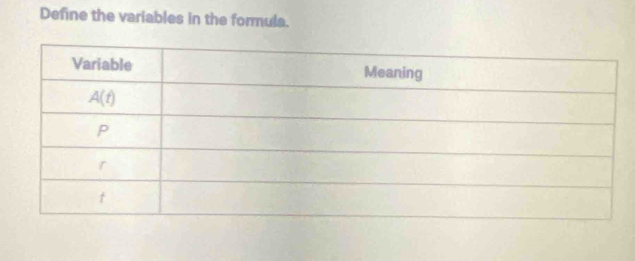 Define the variables in the formula.