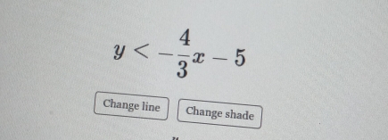 y<- 4/3 x-5
Change line Change shade