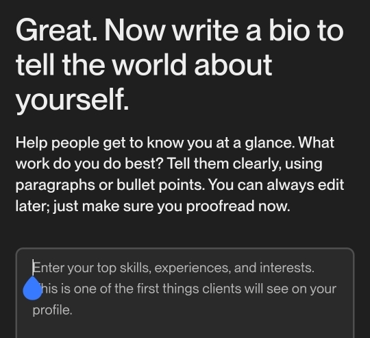 Solved: Great. Now write a bio to tell the world about yourself. Help ...
