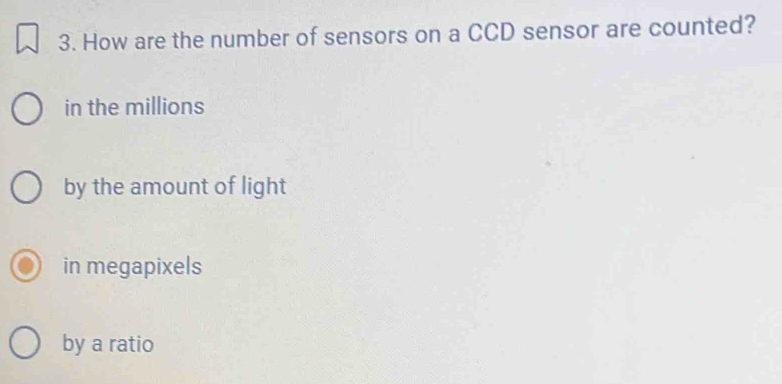Solved: How are the number of sensors on a CCD sensor are counted? in ...