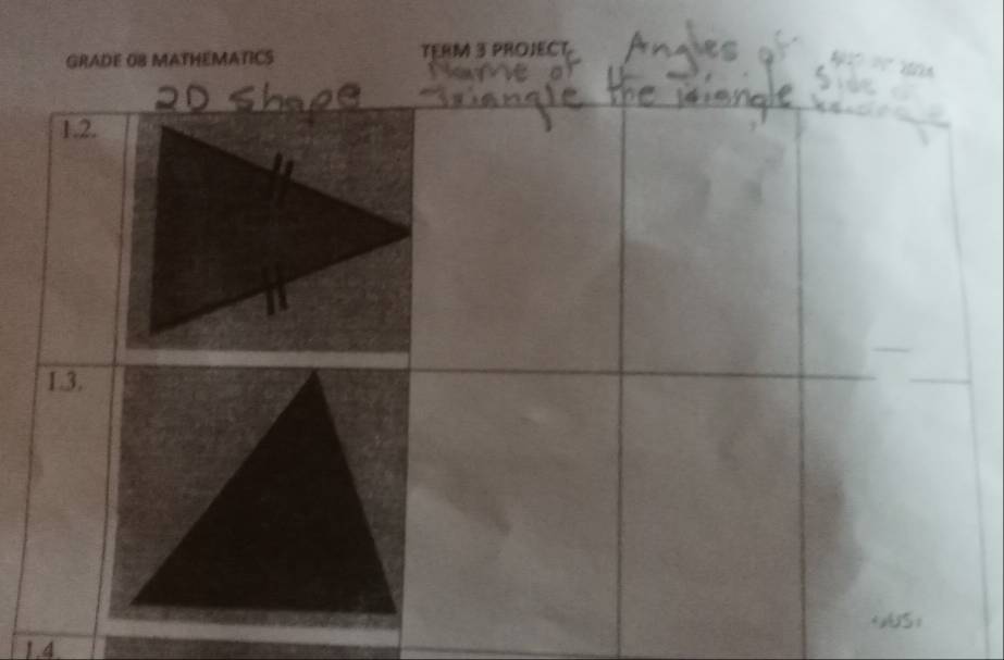 Solved: GRADE OB MATHEMATICS TERM 3 PROJECT 1.2. 1.3. 1.4 [Math]
