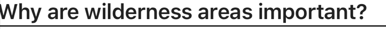 Why are wilderness areas important?