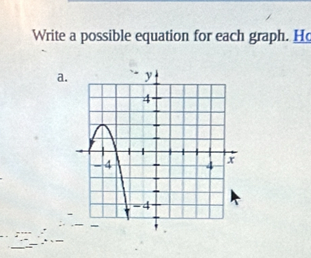 Write a possible equation for each graph. Ho 
a