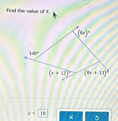 Find the value of X.
x=| 18 ×