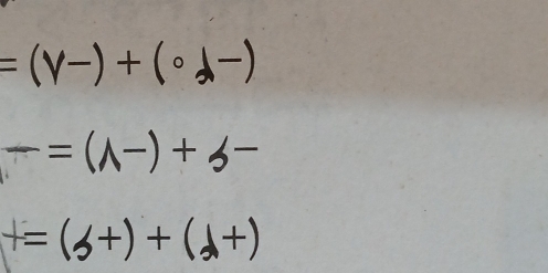 =(V-)+(^circ downarrow -)
-=(wedge -)+3-
f=(f+)+(f+)