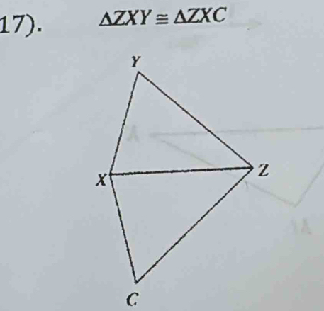 17). △ ZXY≌ △ ZXC