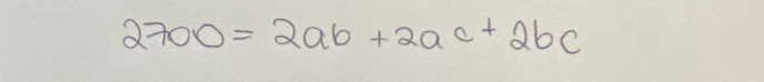 2700=2ab+2ac+2bc