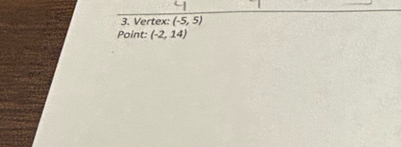 Vertex: (-5,5)
Point: (-2,14)