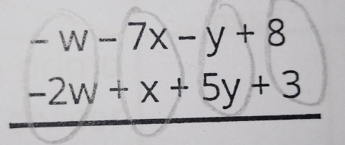 -w-7x-y+8
-2w+x+5y+3