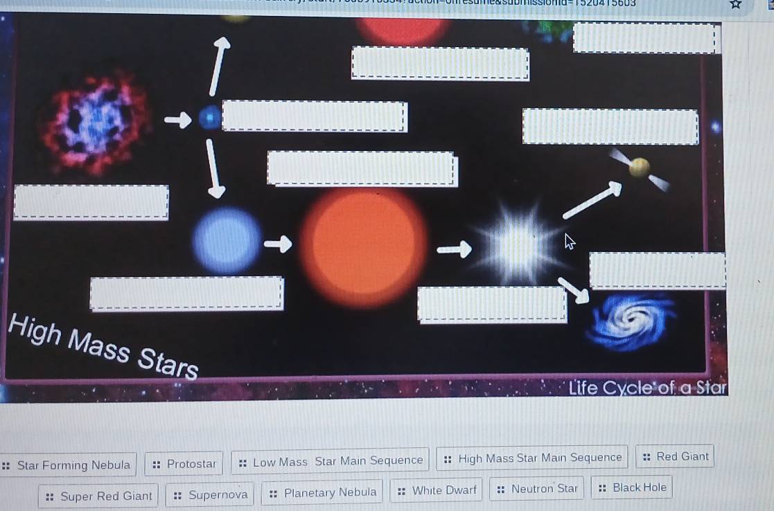 ☆
High Mass Stars
Life Cycle of a Star
:: Star Forming Nebula Protostar ： Low Mass Star Main Sequence :: High Mass Star Main Sequence Red Giant
:: Super Red Giant Supernova Planetary Nebula White Dwarf Neutron Star Black Hole