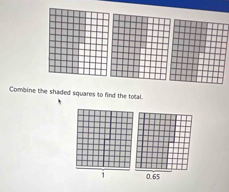 Combine the shaded squares to find the total.