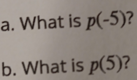 What is p(-5)
b. What is p(5) ?