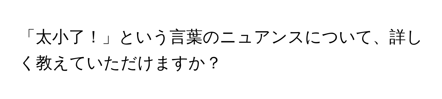 「太小了！」という言葉のニュアンスについて、詳しく教えていただけますか？