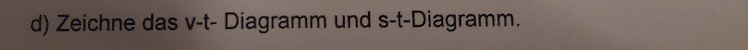 Zeichne das v-t- Diagramm und s-t-Diagramm.