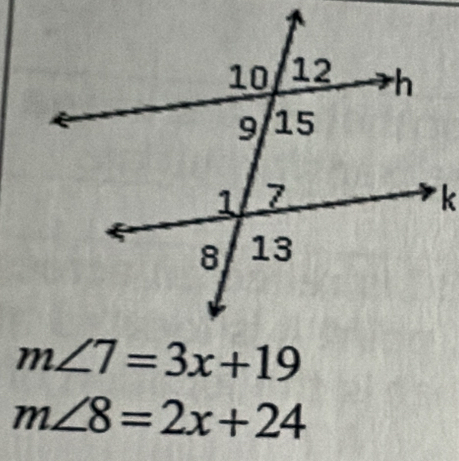 m∠ 8=2x+24