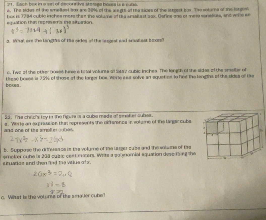 Solved: Each box in a set of decorative storage boxes is a cube. a. The ...