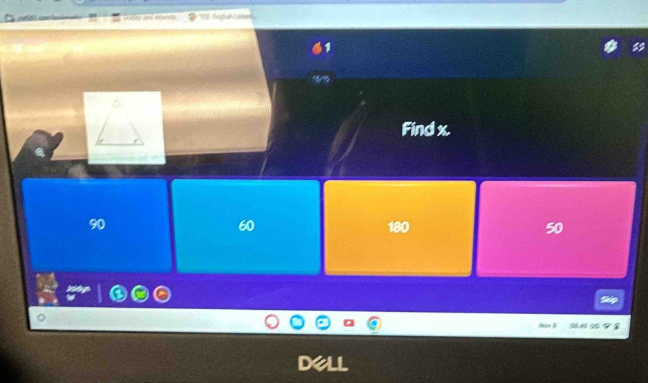 Find x.
60
90 180 50
dell