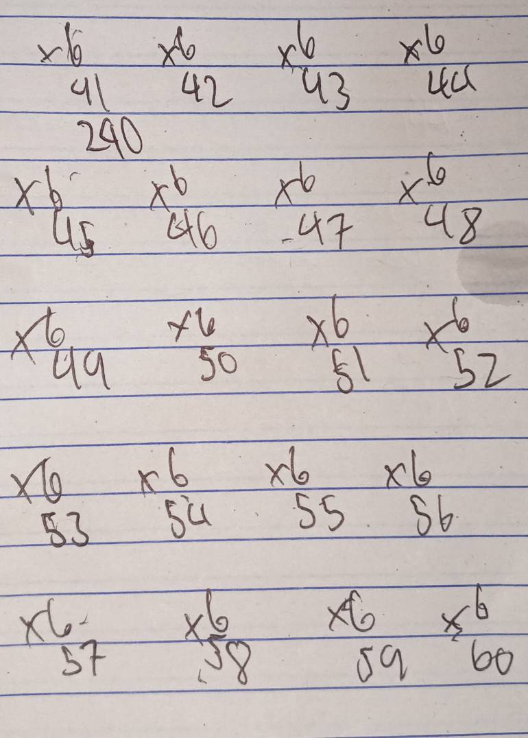 10°  x^6/42  beginarrayr 6 * 43 endarray
_ x
4c A
240
xbeginarrayr 6 45endarray beginarrayr x^(6 46endarray) endarray beginarrayr x^6 -47 endarray beginarrayr 6 * 48endarray
* _(49)^6 beginarrayr * 6 50endarray beginarrayr * 6 51endarray
x^6
beginarrayr * 6 53endarray  3/7 + 2/7  * 6
×6
Y 
55 sb
beginarrayr x6 57endarray * frac 8 * 6 x^6
s9 60