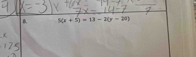 5(x+5)=13-2(y-20)