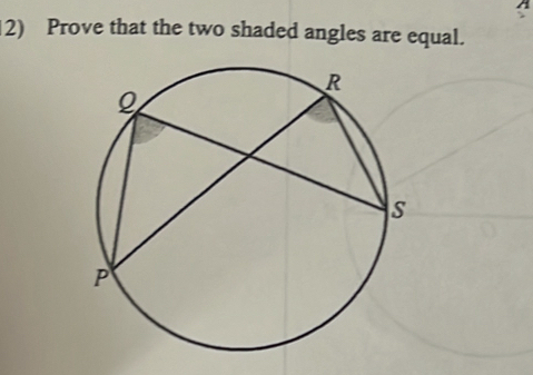 Prove that the two shaded angles are equal.