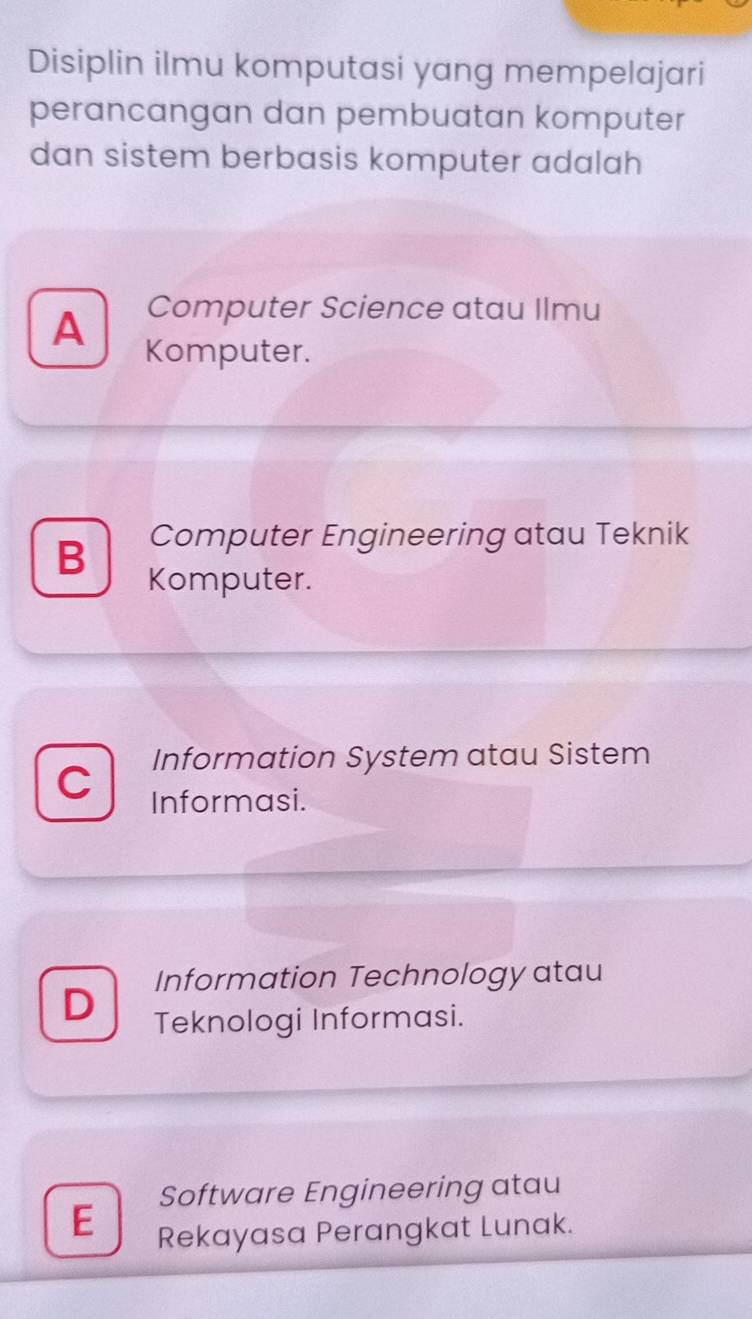 Telah dijawab:Disiplin ilmu komputasi yang mempelajari perancangan dan ...
