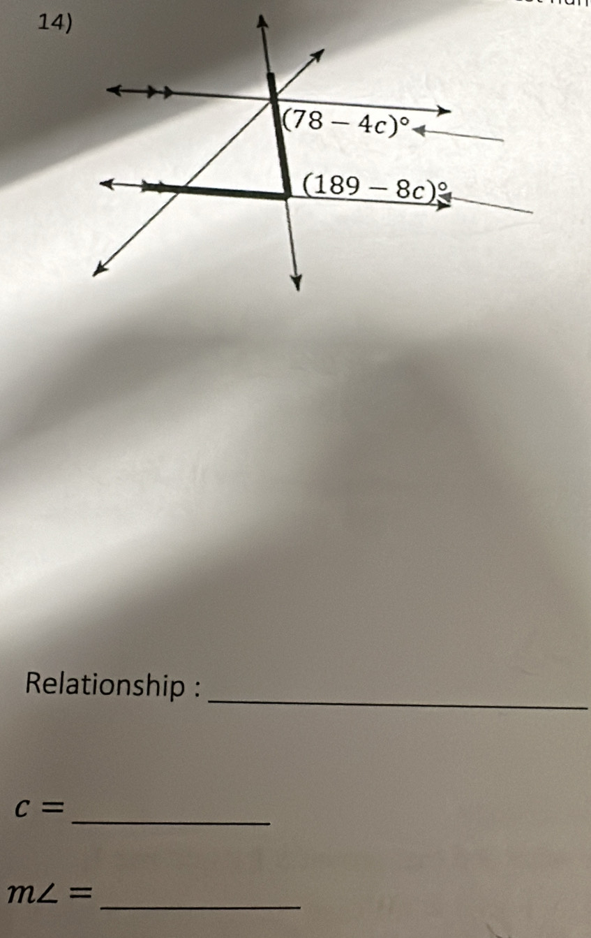 Relationship :
_
c=
m∠ = _