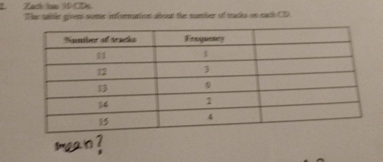 Zach has 10 CDs. 
The sable goes some information about the number of tacks or each CD. 
b